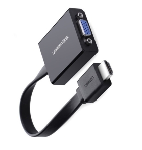 Dây chuyển đổi có chipset HDMI sang VGA+ Audio dẹt, có hỗ trợ nguồn Ugreen (40248) 