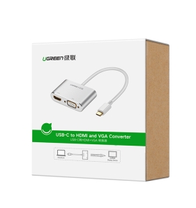 Bộ chuyển đổi USB Type-C sang HDMI+VGA vỏ nhôm Ugreen (50317)