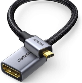 Cáp dữ liệu VIDEO micro HDMI male sang HDMI female dài 25cm Ugreen (10553)