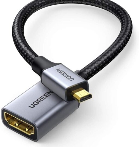 Cáp dữ liệu VIDEO micro HDMI male sang HDMI female dài 25cm Ugreen (10553)