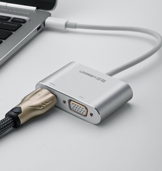 Bộ chuyển đổi USB Type-C sang HDMI+VGA vỏ nhôm Ugreen (50317)