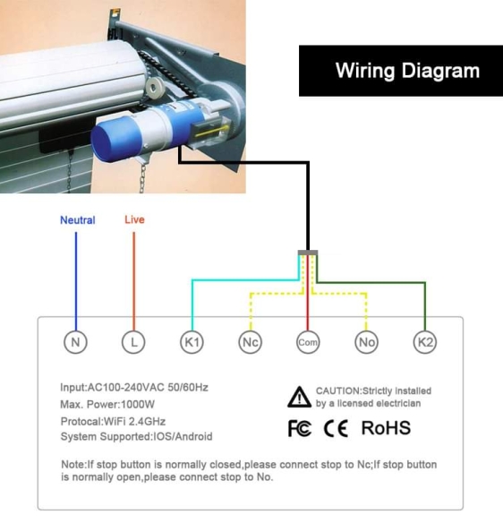 Điều khiển cửa cuốn mặt kính viền nhôm Tuya Wifi