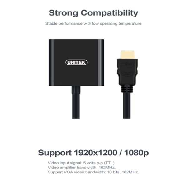 Cáp chuyển HDMI to VGA-Audio Unitek Y-6333 