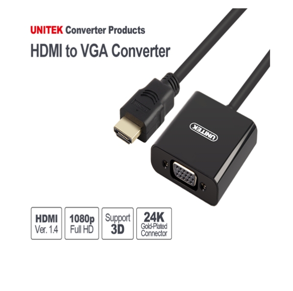 Cáp chuyển HDMI to VGA-Audio Unitek Y-6333 